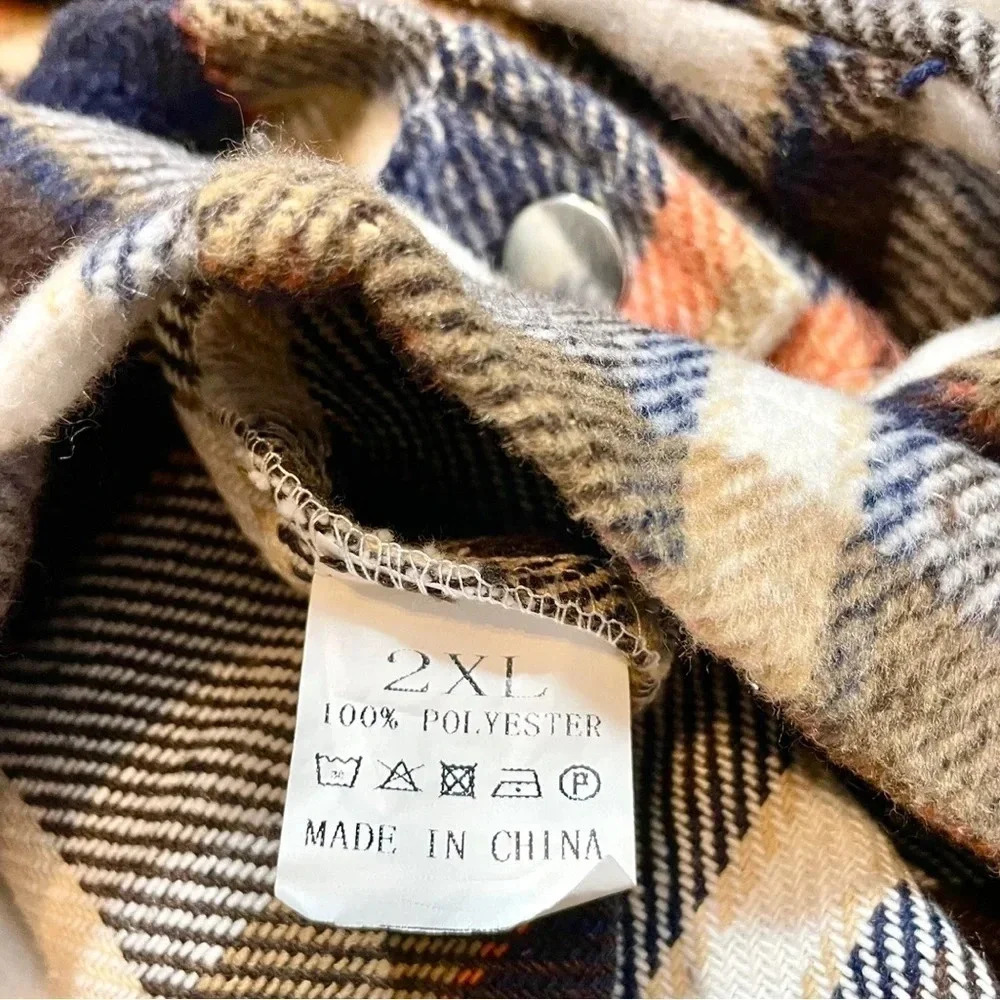 Plaid Flannel Oversized Button Up Shirt Jacket - Picture 4 of 5
